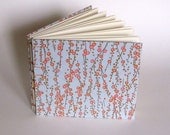Medium Wedding Guest Book, Plum Blossoms Pink on Blue, Made To Order