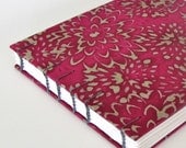 Wedding Guest Book, Medium Size, Fushia Batik Mums, Made To Order