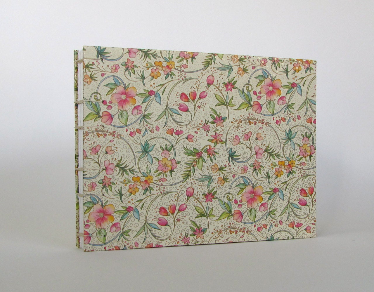 Wedding Guest Book, Large- Italian Wedding Flowers in Pink