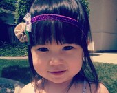 Grape Jelly Donut - eco felt and lace flower glitter headband