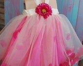 You DeSIGN it SEWN and LINED petal filled tutu dress....in Pink and ivory.... fabulous flower girl or pageant dress
