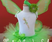 READY TO SHIP... size 12 months....LOVELY LIME Prissy Pixie TUtu And Fairy Wings Halloween costume SET....