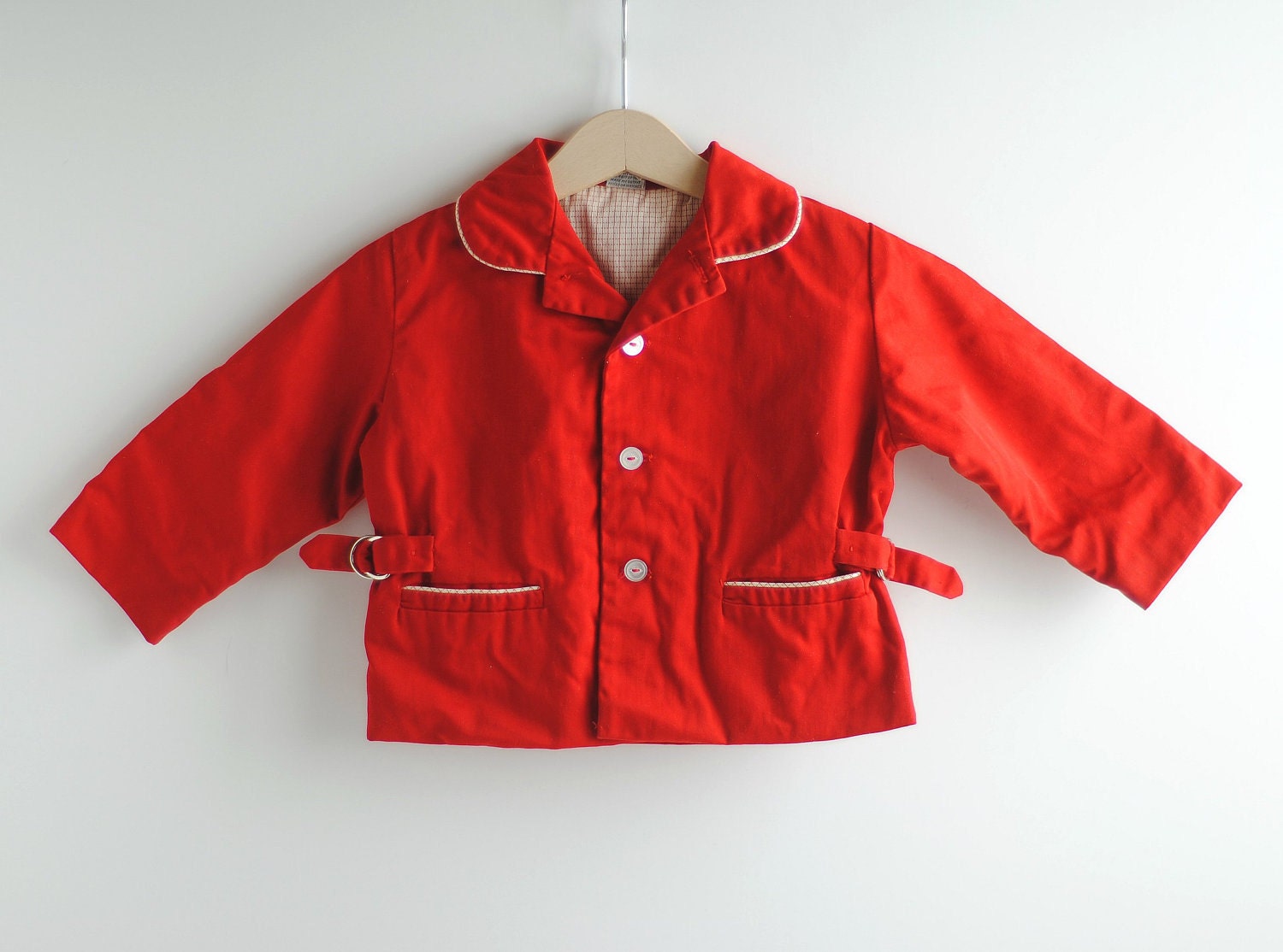 Vintage 1950's Toddler Boy Jacket - RED Button Up (2T) - HartandSew