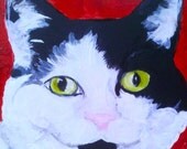 Custom Pet portrait:      Example  Spot  is a 4"X4"  Oil painting on  art board ready to place on a shelf, desk, nightstand, or wall.,