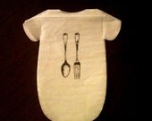 Baby shower onesie napkins or banner. Pack of 30. Hand stamped with fork and spoon. Il_170x135