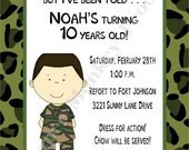 Camouflage, Military or Army Birthday Invitations, Brown Hair Boy Il_170x135