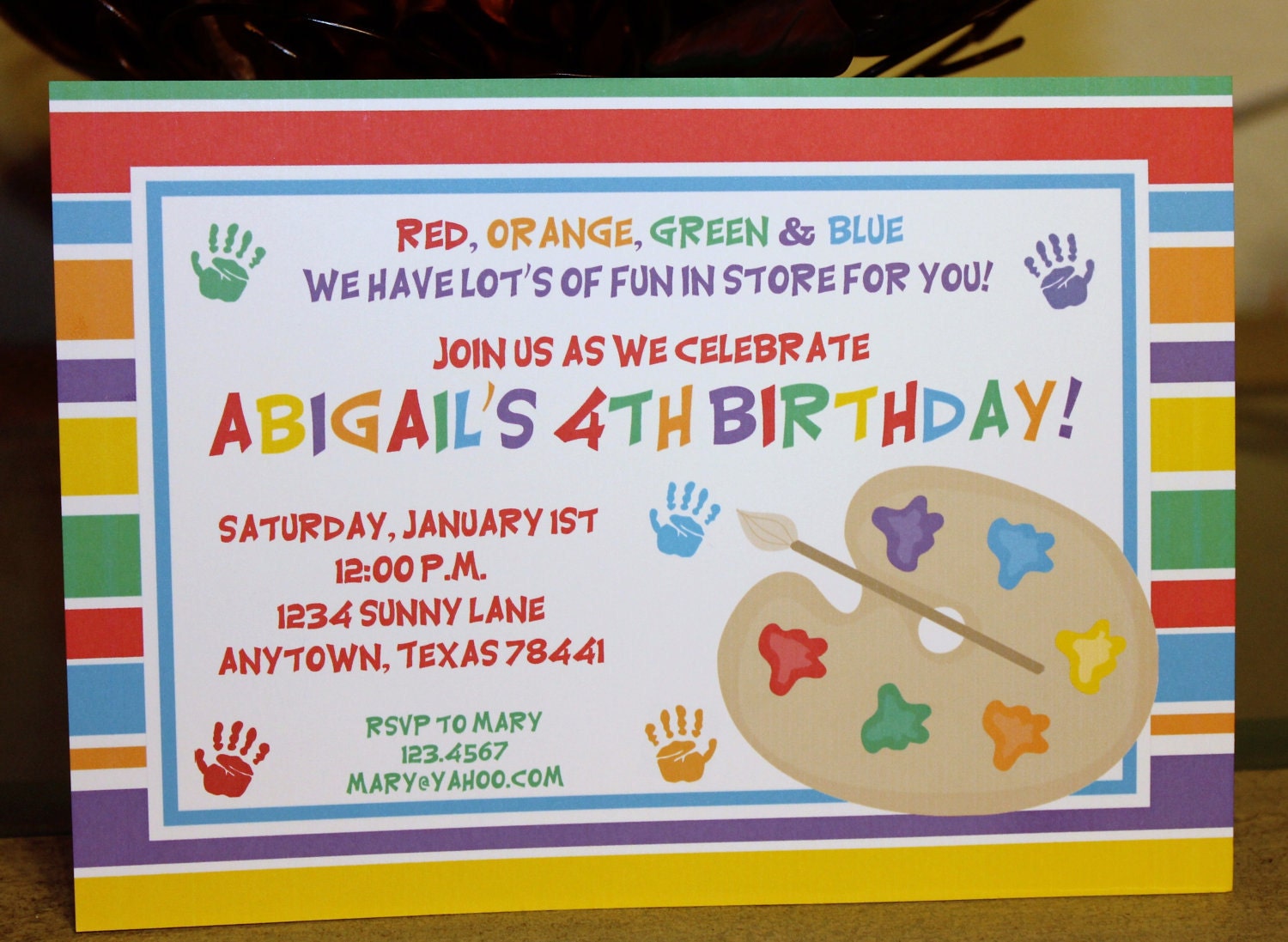 Art Invitations, Art Party, Painting Birthday Party ,Paint Pallette, Crafts, Birthday, Boy,Girl, Party Invitations Il_170x135