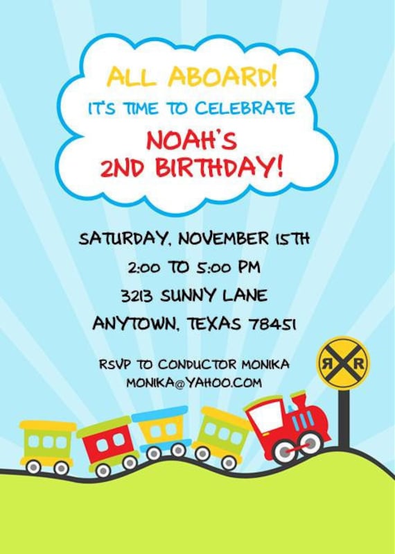 Choo Choo Train Birthday Party Invitations Il_570xn