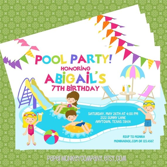 Pool Party Invitations Il_570xn
