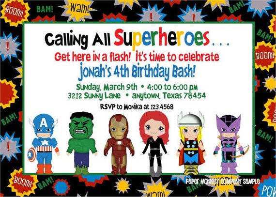 Avengers Superhero Birthday Invitations Il_570xn