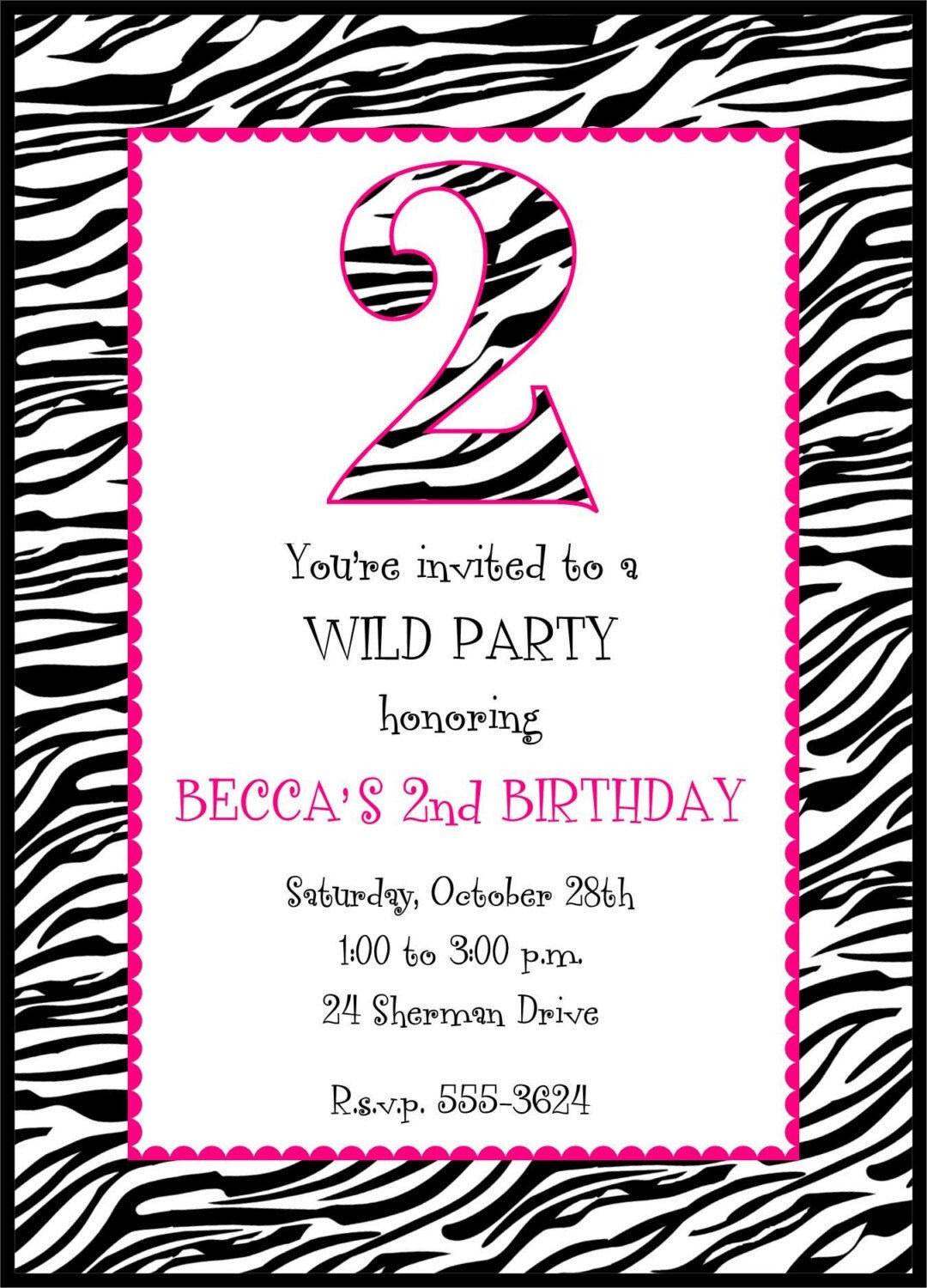 Zebra Invitation Paper