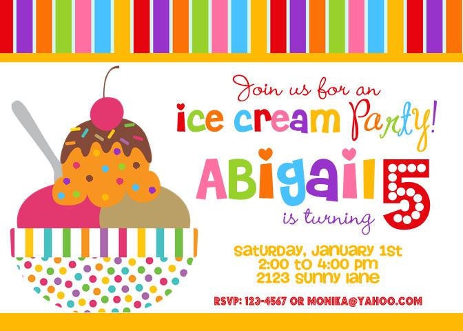 Ice Cream Birthday Invitations Il_570xn