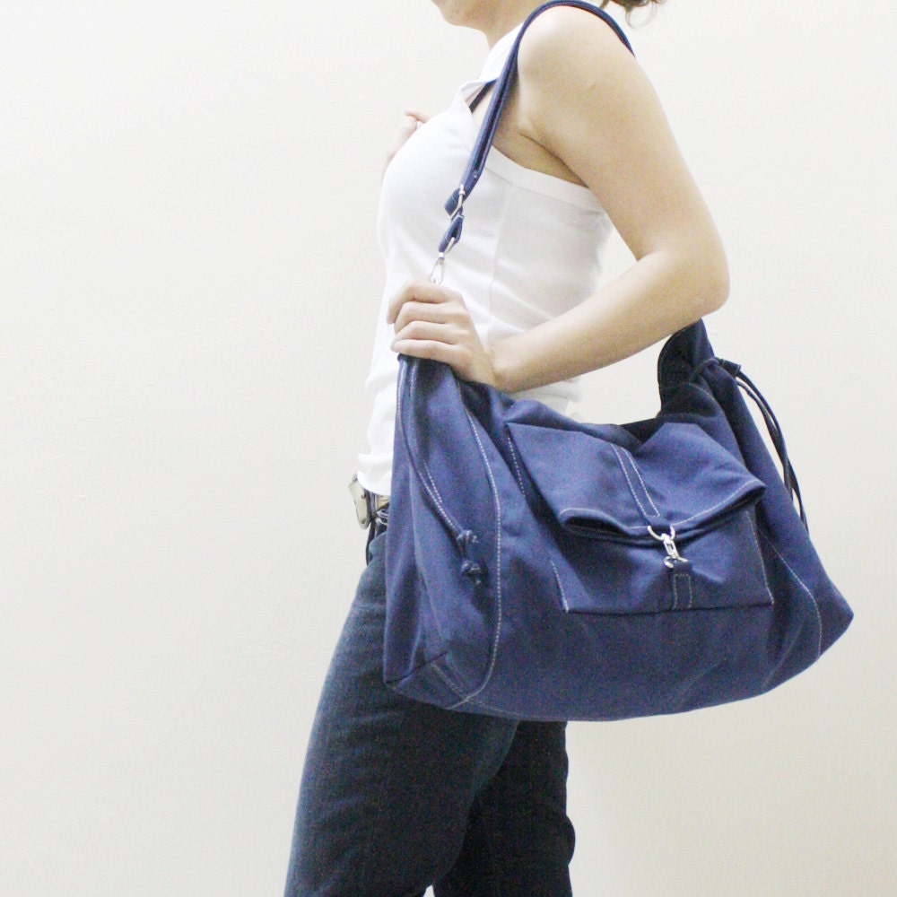 MAY Sale - Khaki Canvas Women Double Straps Shoulder Bag, Tote, Crossbody Messenger, Diapers Bag, Laptop, School Bag, Handbag - EZ