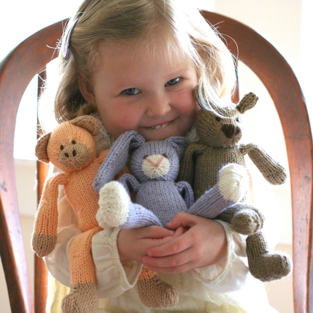 MADE TO ORDER - Hand Knit Organic Cotton Eco Friendly Stuffed Animal Toy - Classic Companion