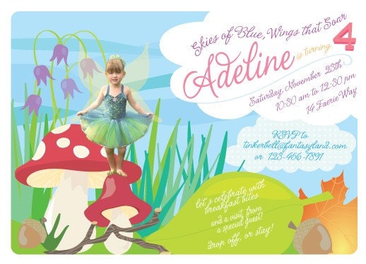 Fairy Wonderland Birthday Party Invitation Invite Invites