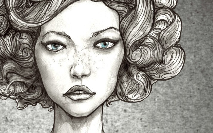 Black and White Roberts' Girl 13inx19in Art Print