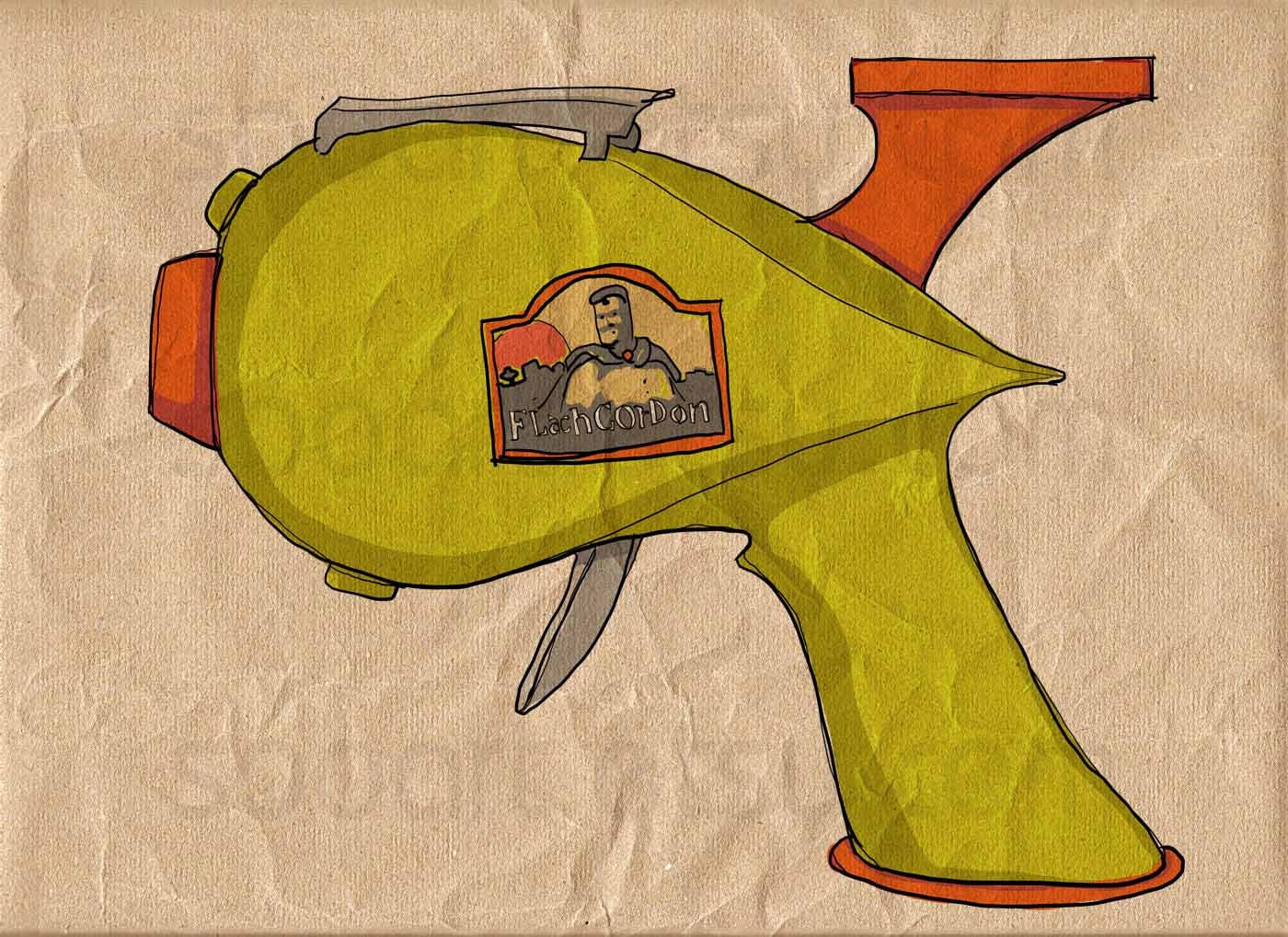 guns toys vintage-Digital Image Sheet -SooArt Original Illustrate Drawing  A4 Print on Pillows, t-shirts, scrapbook, lampshades  ETC.v
