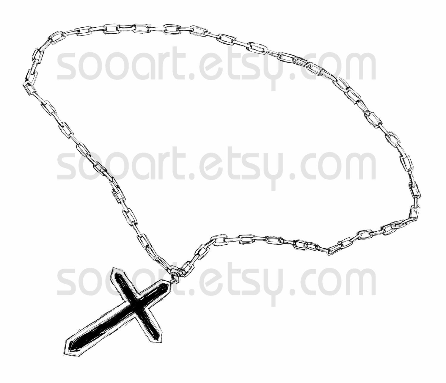 Gangsta Necklace Art -Digital Image Sheet -SooArt Original Illustrate Drawing A4 Print on Pillows, t-shirts, scrapbook, lampshades ETC.v