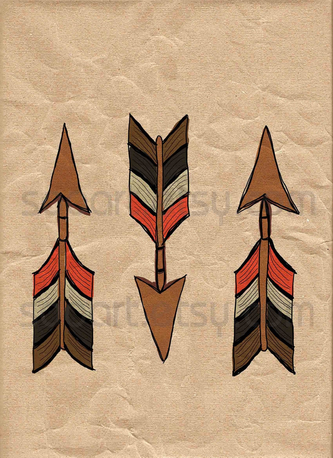 Chevron Arrows  -Digital Image Sheet -SooArt Original Illustrate Drawing  A4 Print on Pillows, t-shirts, scrapbook, lampshades  ETC.