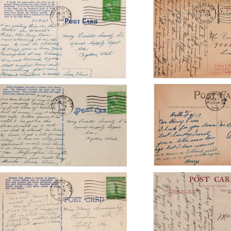 Postcard Backs - English - Digital Collage Sheet No. 601