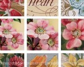 1 Inch Square Vintage Flowers - Digital Collage Sheet No. 101