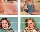 2 Inch Square Images of 50s Era Women - Digital Collage Sheet No. 202