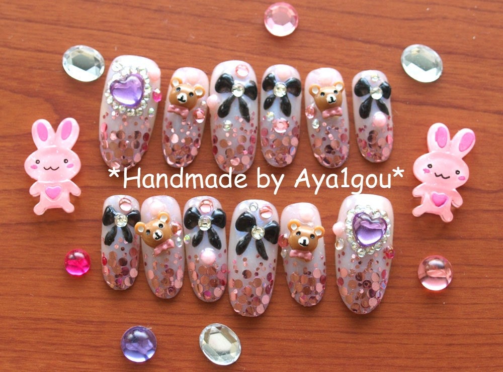 Fake nails, custom order, OOAK, personalized, one off, false nails, handmade, Japanese artist