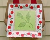 Teacher appreciation gift - Hand painted large square porcelain plate personalized with names & message - Red roses with gold highlights