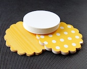 Scallop Tags Combo Set . Yellow Dots with White Circles . 20 of each