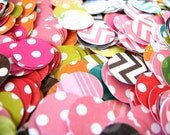 50 Cardstock Circle Embellishments in Assorted Colors & Patterns for Gift Tags, Paper Posies or Scrapbooking . 1 inch