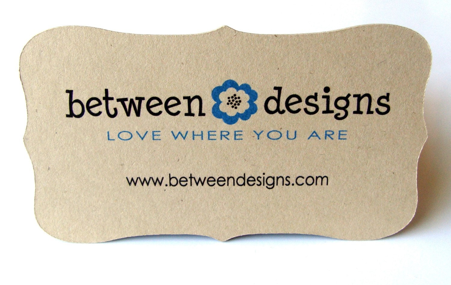 50 Custom Printed Die Cut Bracket Card (top note) for Business Cards , Favor Tags o Product Labels . Starter Set (Kraft of White)