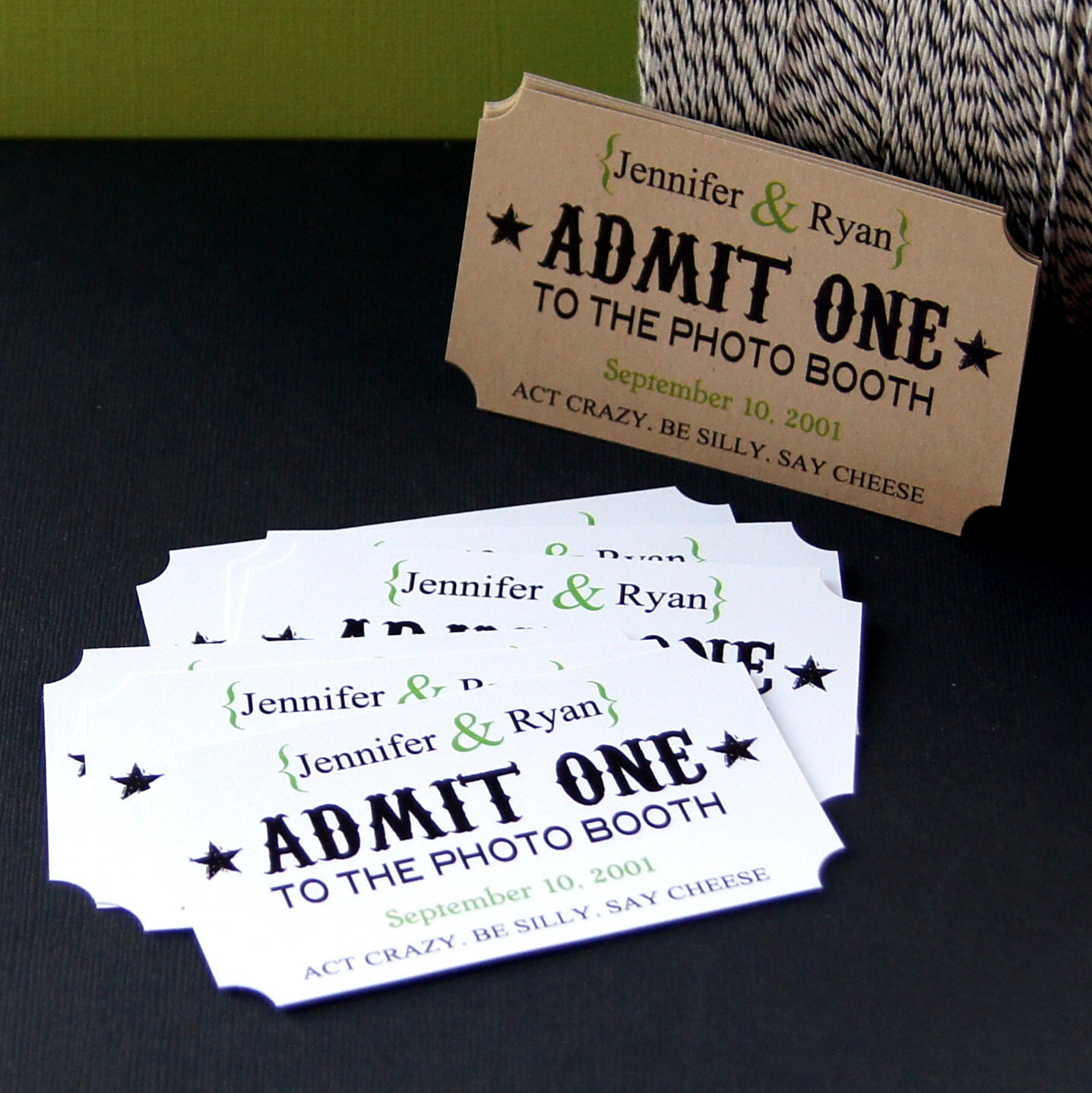 10 Personalized Photo Booth Tags . ADMIT ONE Ticket Prop for Wedding or Party Photo Booth. 2 x 3.5