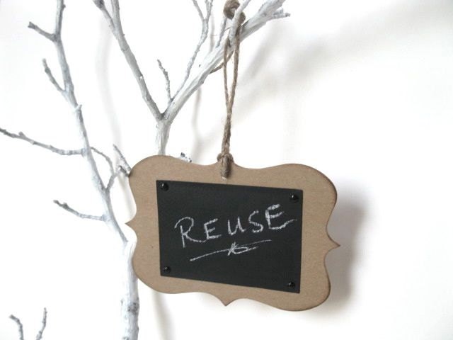 CHALKBOARD Tag - 4 rustic ornate tags - REUSE - wedding decor, wedding table number, organize, home decor - original design