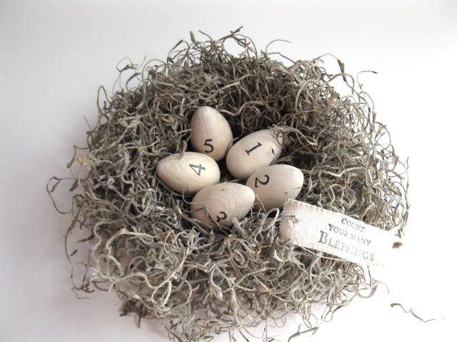 Count Your Blessings - natural nest with numbered eggs - home decor, baby shower decor, Mother's day gift - original design