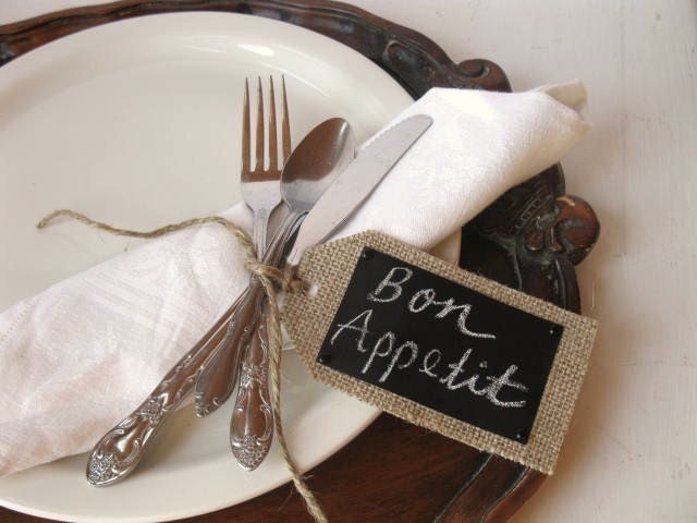 Burlap Chalk Tags - reusable,wedding,gift tag - set of 4