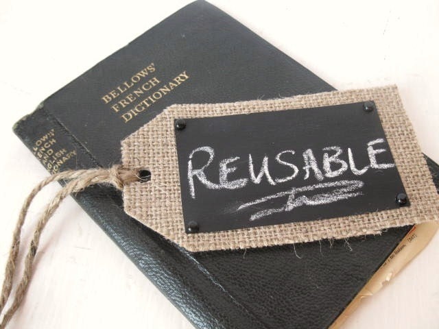 Burlap Chalk Tags - reusable,wedding,gift tag - set of 4