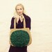 Hunter Green Camel Chiffon Flower Handbag READY TO SHIP