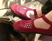 Mary Jane crochet SHOES - Burgundy  - CUSTOM MADE