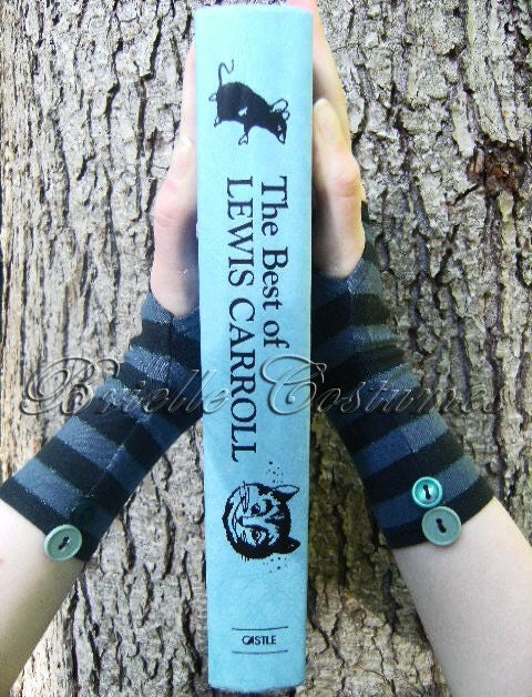 Cheshire Cat Inspired Striped Gloves Tim Burton Style Sz Small
