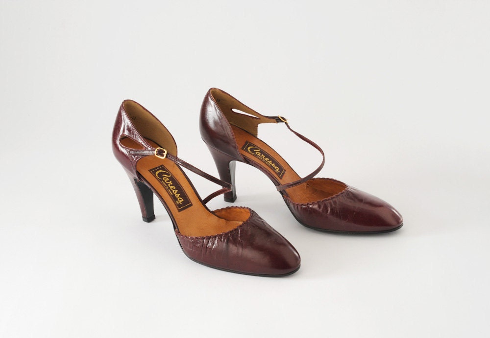 Oxblood Strappy Heels NOS
