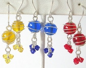 1 pair wire wrapped glass earrings, choose from 12 colors