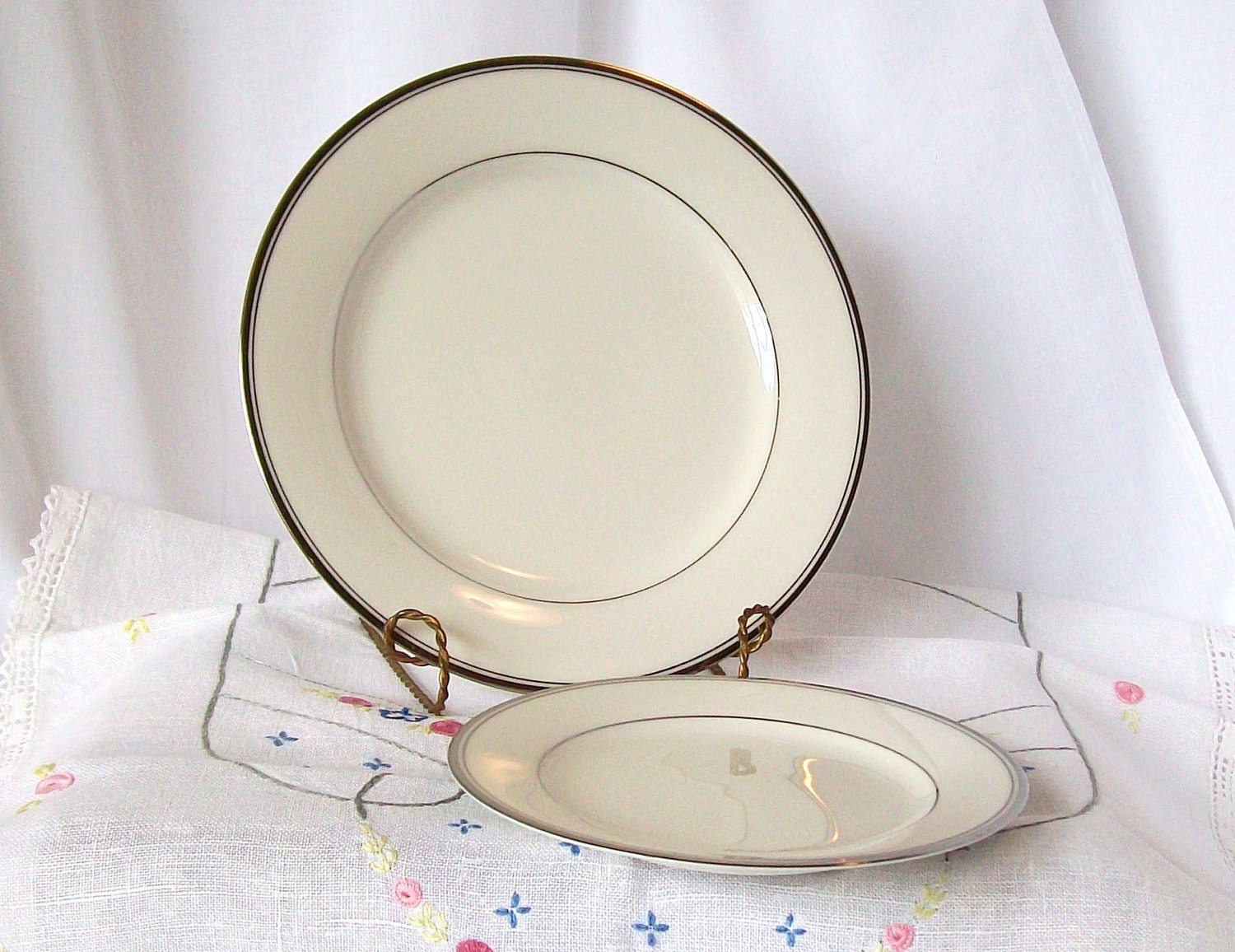 Noritake Champlain Pattern Plates Vintage China Silver Edge 2  Dessert Bread and Butter