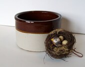Vintage Brown Pottery Bowl Cream White Crock RRPCo Canister Heavy