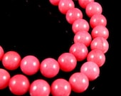 8mm Coral Red Round Jade Beads, half strand