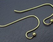 50 pcs - Antique Brass Fish Hook Earwires with Ball Ends, 22x11x0.75mm
