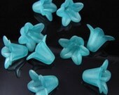 6 pieces - Frosted Matte Teal Blue Lucite Petunia Flower Beads 18x15mm
