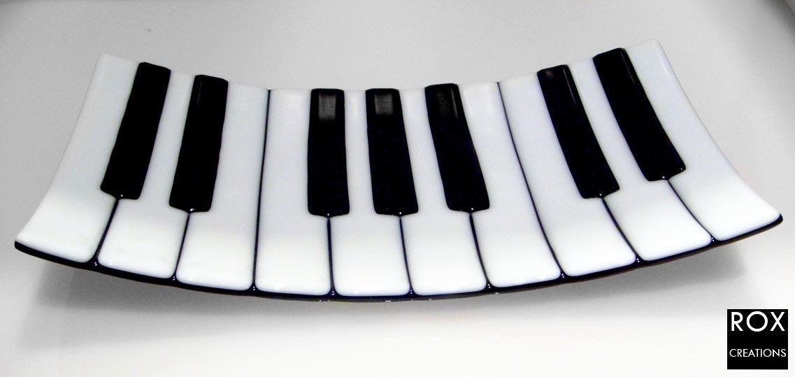 Piano Keys Fused Glass Plate