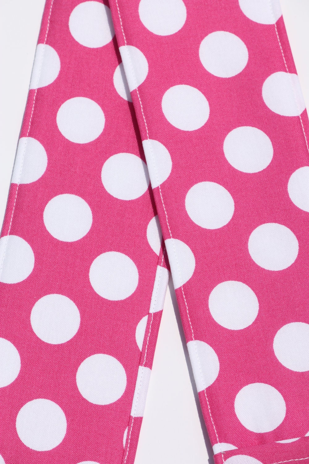 Camera Strap Cover- lens cap pocket and padding included- Pink Polka Dot