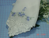 Something blue wedding handkerchief/hand embroidered/pick your initial,personalized