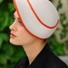 Clementine- light gray cloche with orange trim